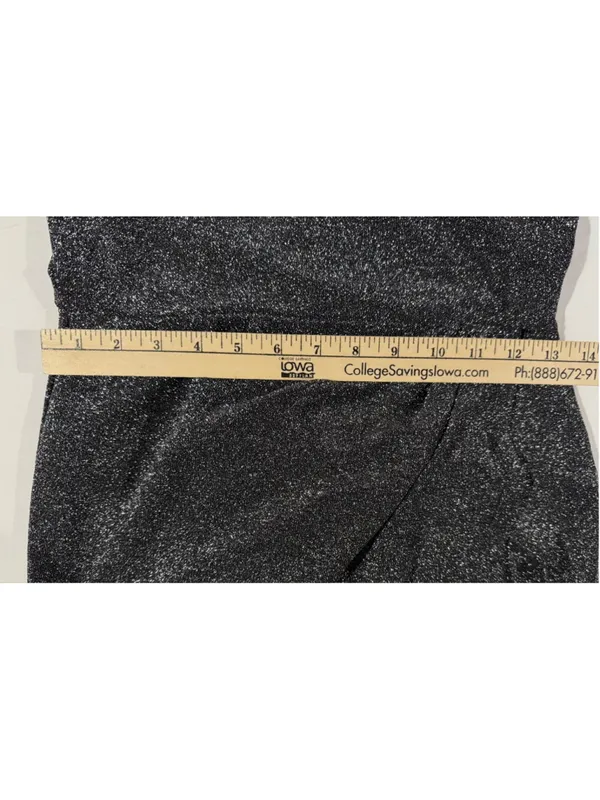 Women Altard State Small Black Silver Shimmer Sparkly Long Sleeve Mini Dress - Image 6