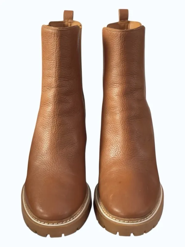 Tory Burch Carson 70mm Chestnut Leather Lug Sole Chelsea Platform Boot Size 10 - Image 3