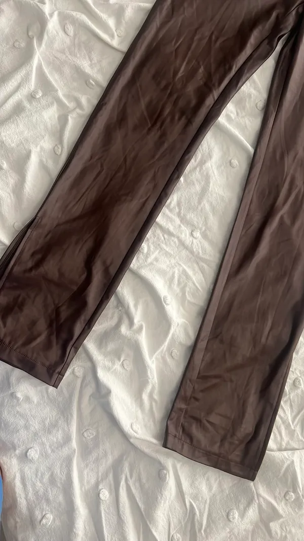Brown straight leg leather pants Size M - Image 2