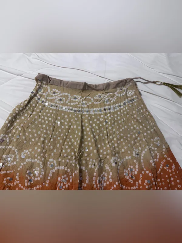 Raj Women’s Ombre Bandhani Maxi Skirt in Tan, Orange & Brown - NWOT - OS - Image 6