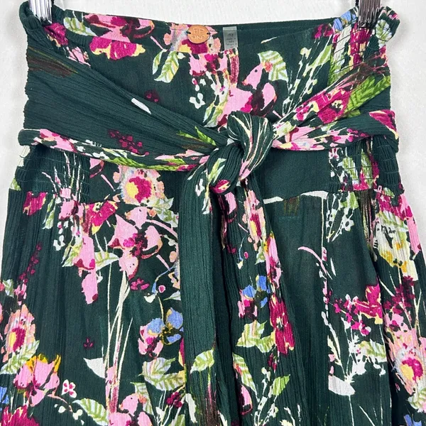 Free People FP One Floral Wide Leg Pants Green Womens Small Boho Gauze Palazzo - Image 5