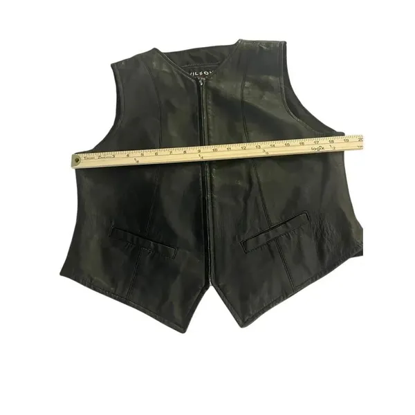 Wilsons The Leather Experts Sleeveless Vest Full Zip L Black Moto - Image 5