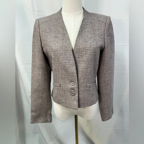 West Coast Connection Vintage Wool Blend Tweed Two Button Blazer Pockets‎ 6 - Image 2