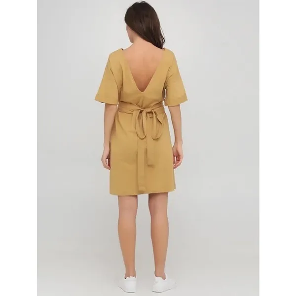 Zara Belted Tunic Shirt Mini Dress Brown Beige Size Large 100% Cotton - Image 11