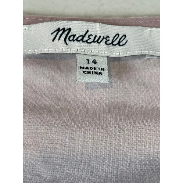 Madewell Signature Poplin Patchwork Peplum Top XL Warm Thistle Cotton - Image 2