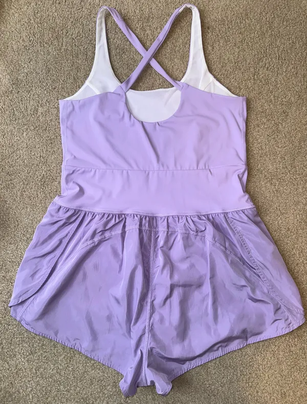 Romp around town TCEC purple cutout athletic romper from hazel & olive boutique - Image 3