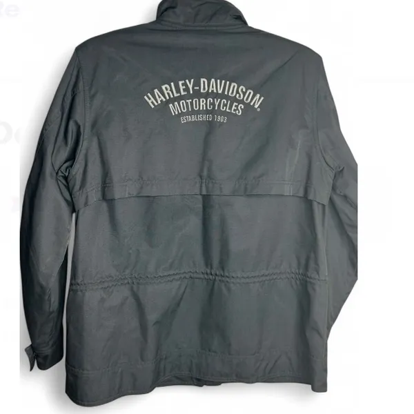 Harley Davidson Vintage Womens Nylon Parka Jacket Black Size XL - Image 2