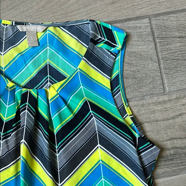 Banana Republic Chevron Blouse - Blue, Green, Yellow, Black - Image 4
