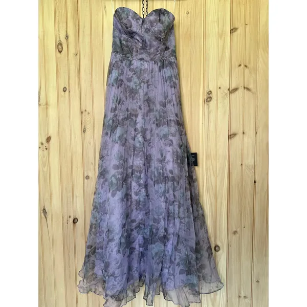 Lulus Most Beautiful Day Purple Floral Print Organza Maxi Dress Holiday Small - Image 2