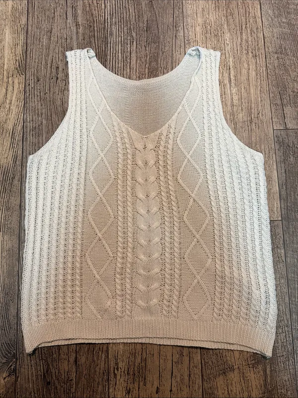 SHEIN Cream Cable Knit Tank Top - Image 2