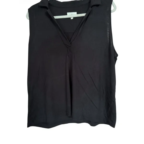 Lou & Grey Womens Sz L Black Sleeveless Stretch Pullover Top Shirt Collared - Image 3
