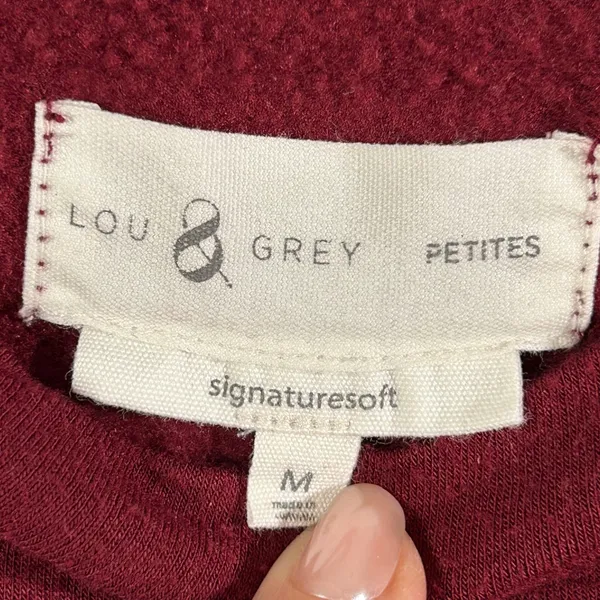 Lou & Grey Petites Signaturesoft Sweatshirt Burgundy Red Crew‎ Neck Medium M - Image 4