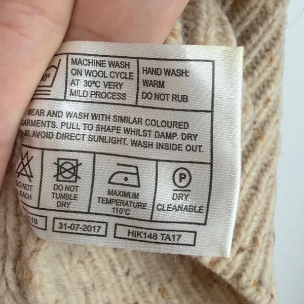 Artisan Knitwear Wool Blend Cable‎ Knit Sweater Medium Oatmeal Fisherman - Image 6