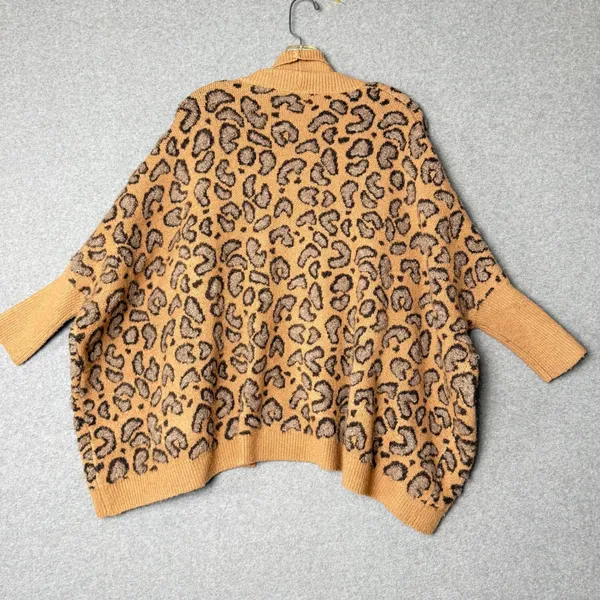 Akemi + Kin Leopard Print Open Front Batwing Cardigan Tan Brown One Size - Image 2