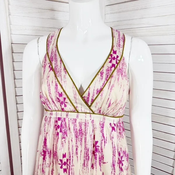 Loft Silk Ikat Tribal Print Maxi Dress Sundress Pink Cream Size‎ 2 - Image 7