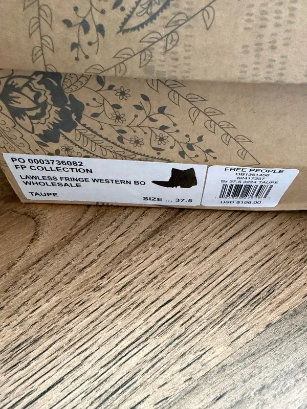Free People Taupe Suede Leather Point Toe Lawless Fringe Western Boots - Image 9