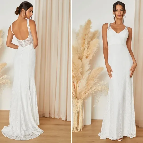 LULUS Bridal Wedding Elegant Sophisticated Sexy Floral Lace Mermaid Trum… - Image 2