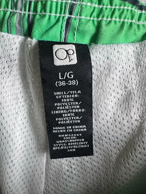 Ocean Pacific Green Plaid Swim Trunks Large - Image 3