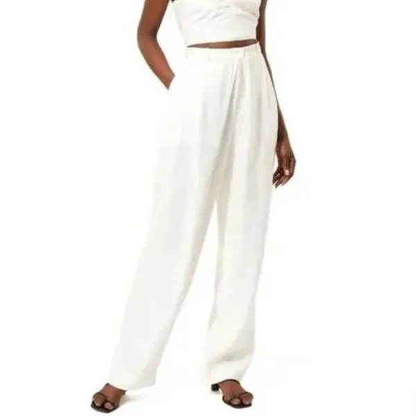Mara Hoffman Eldora Trouser Size‎ 4 White High Rise Wide Leg Tailored 100% Hemp - Image 13