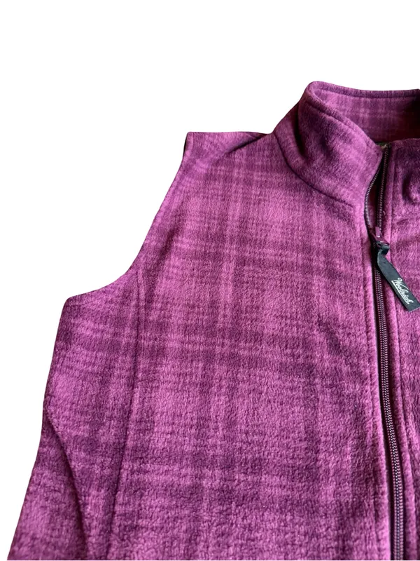 Woolrich Blackberry Hunt Purple Plaid Fleece Vest Full Zip Size M Women's - Image 3