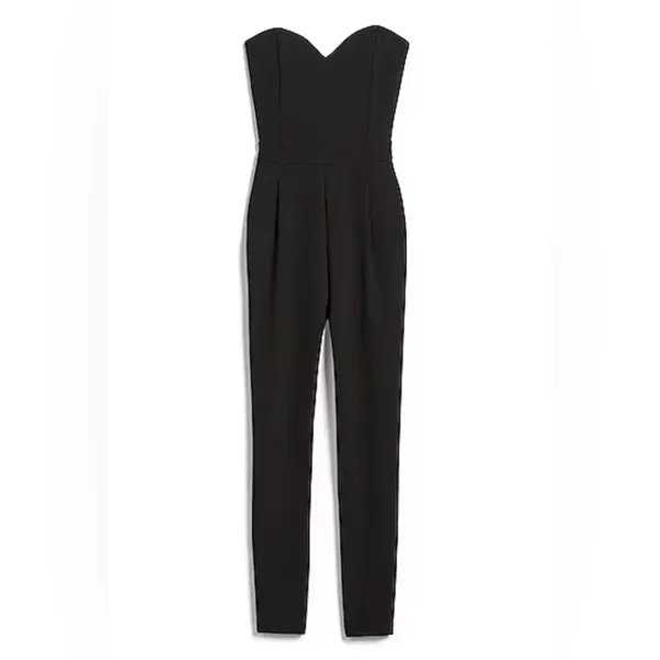 Express Strapless Sweetheart Neck Slant Pockets‎ Stretchy Jumpsuit Black Size 2 - Image 4