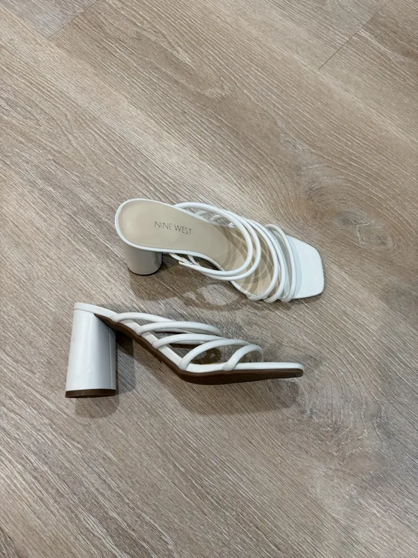 Nine West Women’s Girlie Square Toe Strappy Dress Sandals – White, Size 8 - Image 5