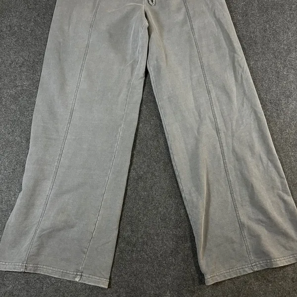 Lazy Sunday Women Grey Mineral Wash Wide Leg Pintuck Sweatpants Size M - Image 10