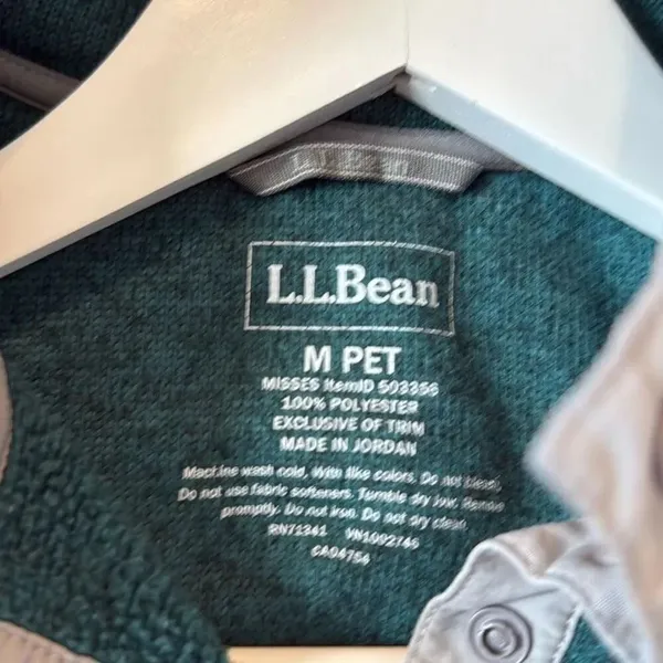 L.L. Bean snap neck fleece pullover size MP green - Image 5