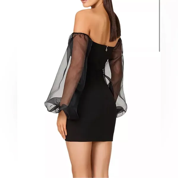 NWT Nookie Illusion Sleeve Mini Dress in‎ Black Sz XS $249 - Image 2