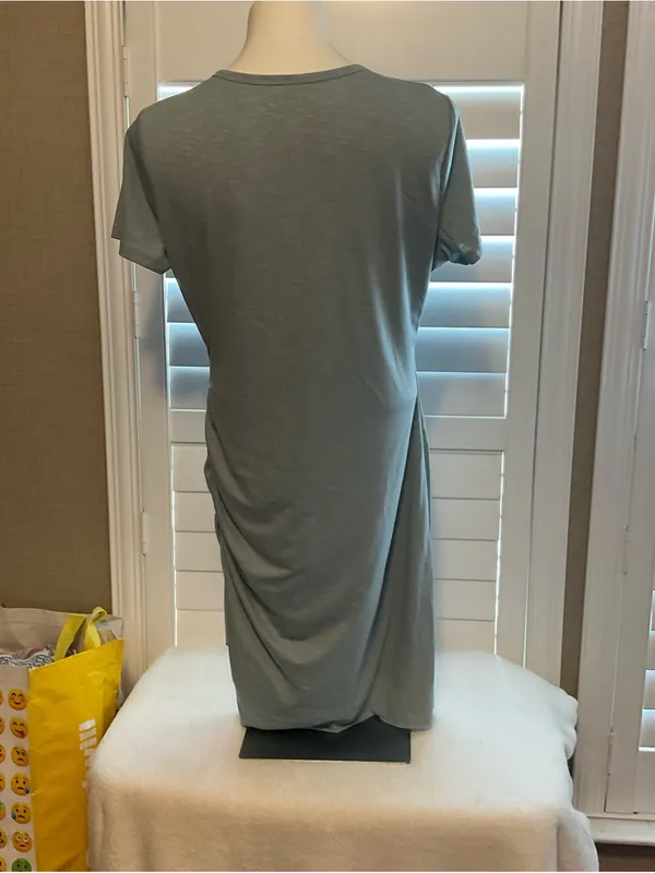 Classic Crewneck Midi Dress in Sage Green - Image 3
