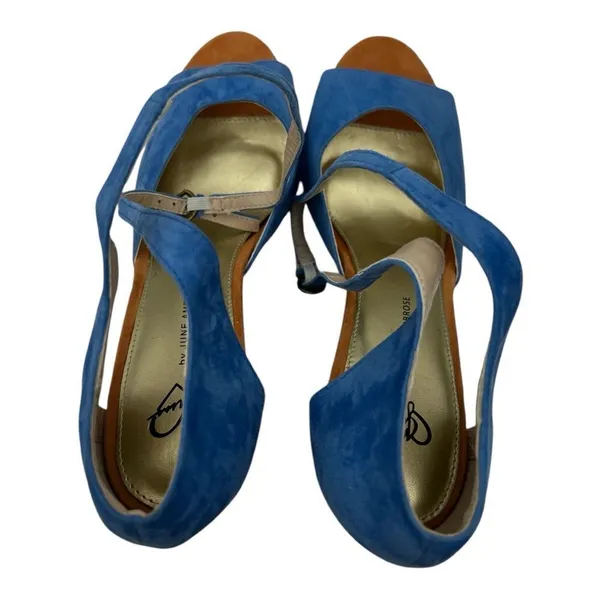 June Ambrose blue floral double tie heels size 8 - Image 2