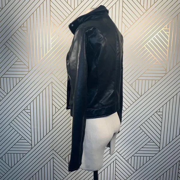 BLANKNYC Faux Leather Full Zip‎ Moto Jacket Black - Image 8