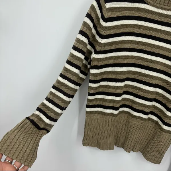Vintage Y2K Striped Mock Neck Sweater Size Medium Academia Boho Early 2000s - Image 9