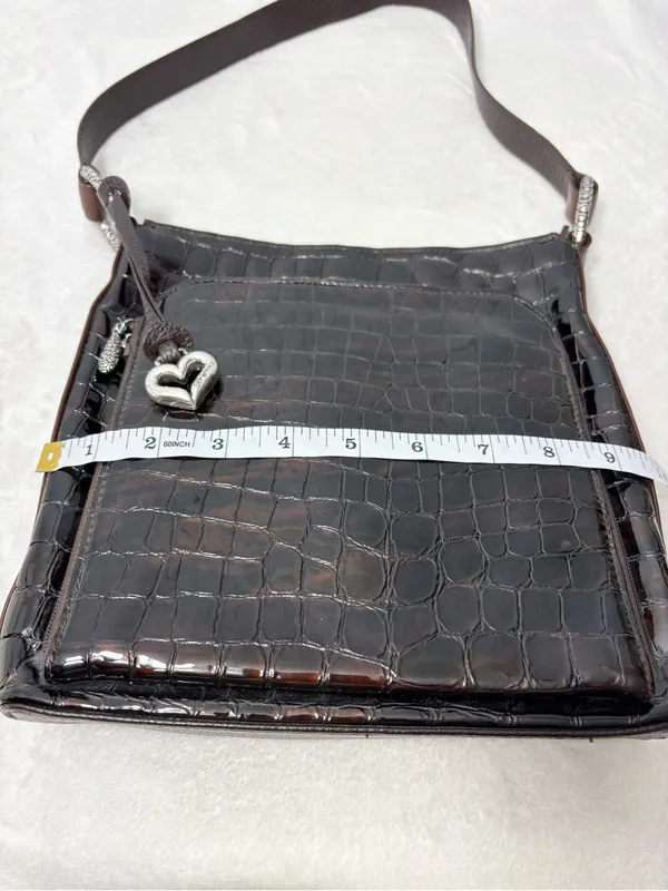 Brighton‎ Vintage Shoulder Bag Brown Leather Croc-Embossed Purse - Image 8