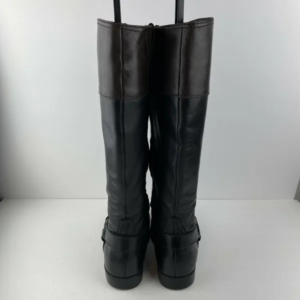 Ralph Lauren Sulita Harness Riding Boots Size 8‎ Black Brown Leather Knee High - Image 6