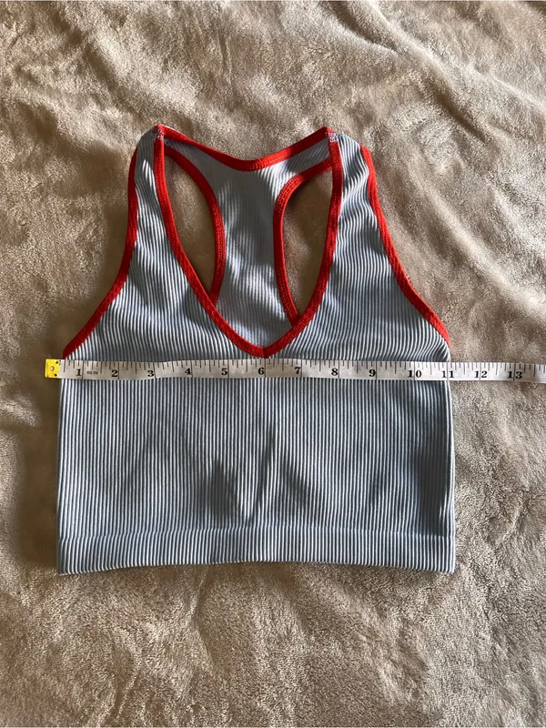 FREE PEOPLE Ribbed Light Blue Sports Bra Crop Tank Top Women’s Sz S EUC - Image 4