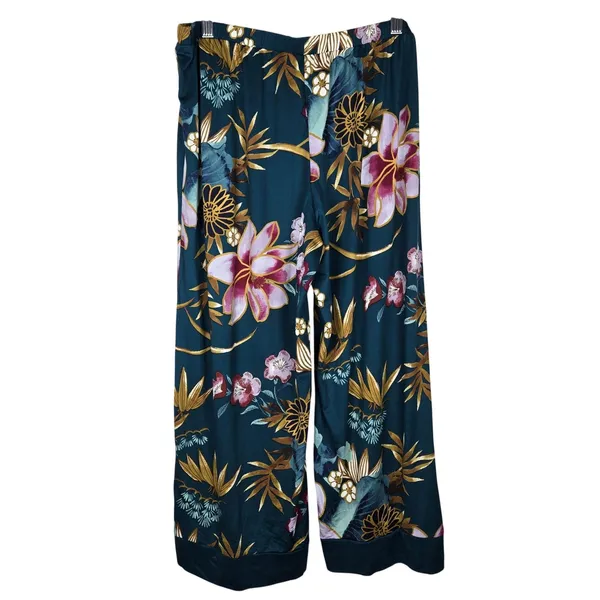 Linea Donatella Teal Floral Robe & Pants MHK197 Large NWT Pajama Set - Image 5