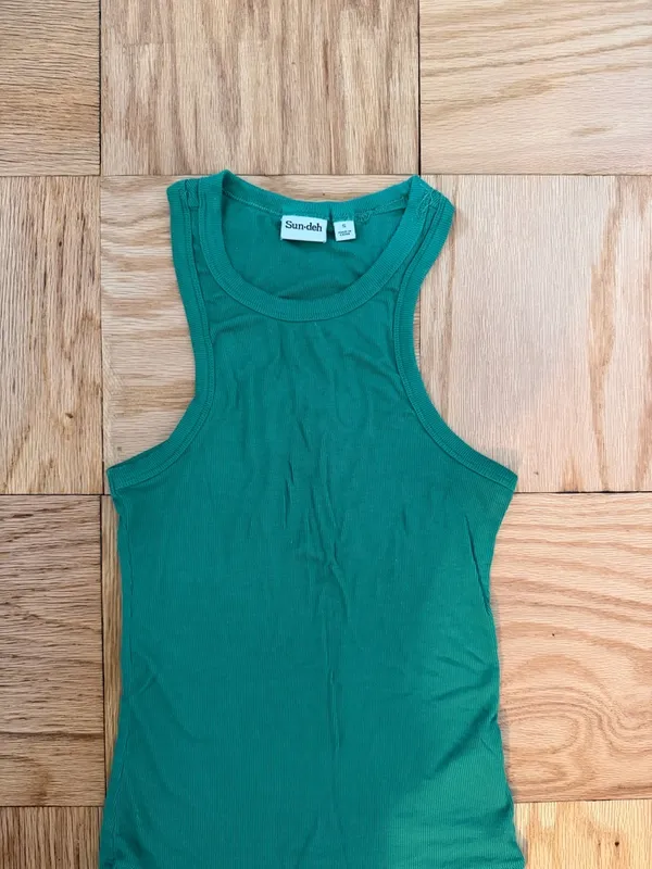 Aritzia Sundeh Honor Hip Tank - Green Ribbed Tank Top - Image 6