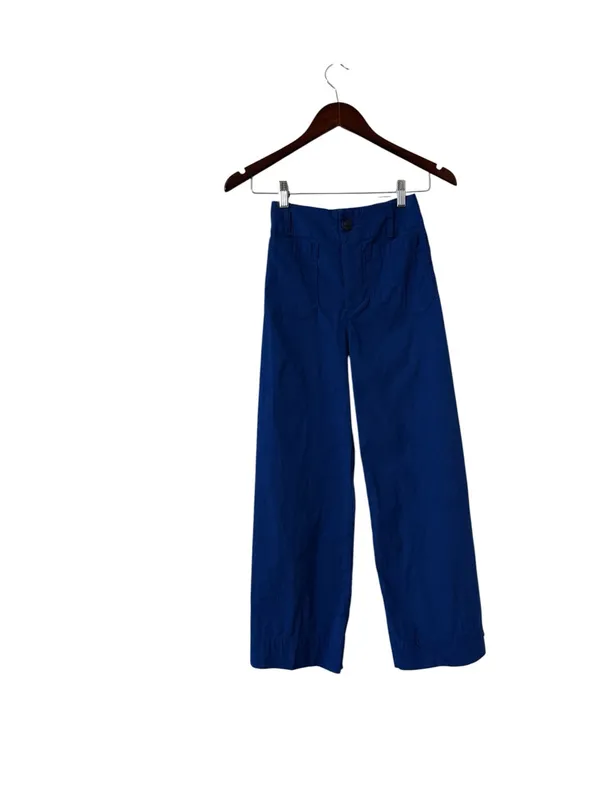 ANTHROPOLOGIE Maeve Colette Linen Wide Leg Blue High Rise Pants Trousers - Image 2