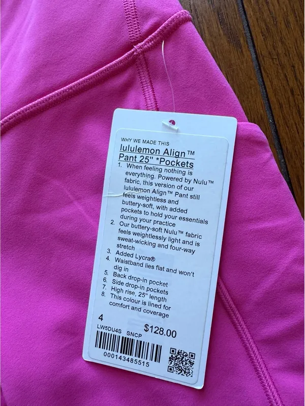 Lululemon Align With Pockets High-Rise 25” Sonic Pink Size 4 NWT - Image 4