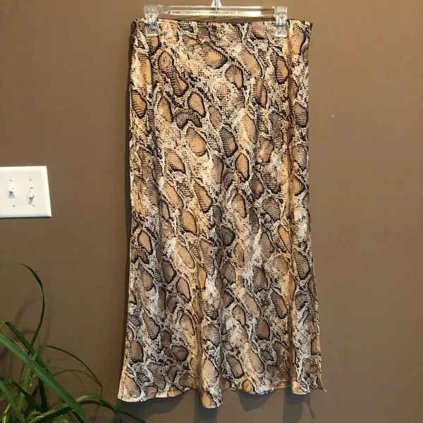 NWT LUCY PARIS Snake Print Midi Skirt Brown Large‎ - Image 4