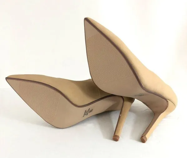 Delicious Womens Heels Pumps Pointed Toe Matte Faux Leather Beige Size 8.5 - Image 4