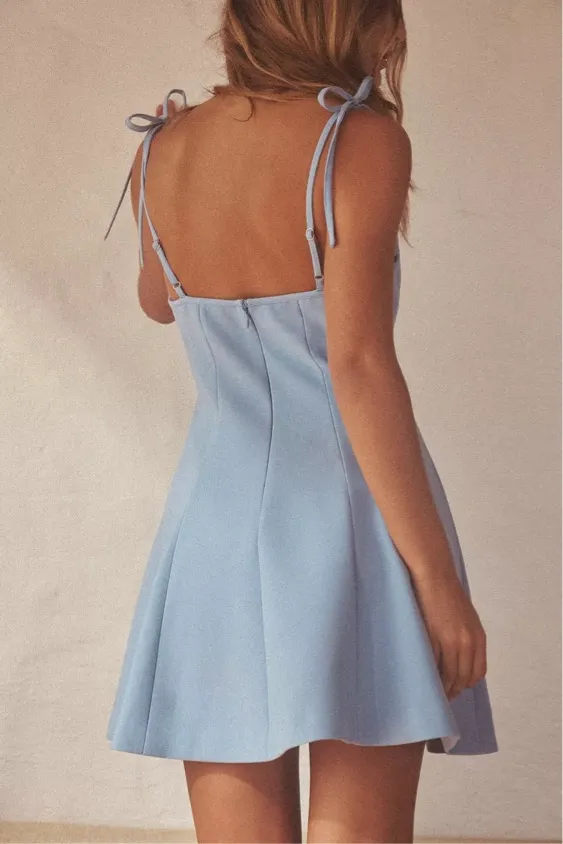 Zara dress mini corset bows baby blue wedding evening party cocktail - Image 9