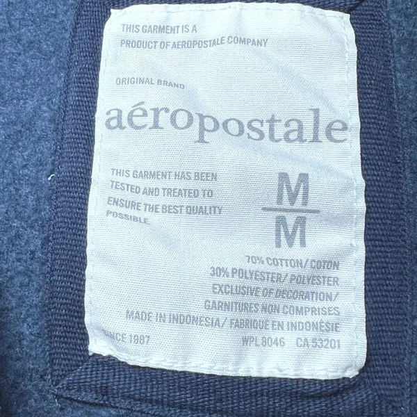 Aeropostale Womens Size Medium Zipped Hoodie Jacket Navy Blue Graphic Sweatshirt - Image 4