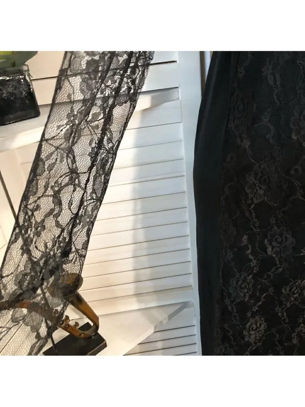Vintage 90s Maxi Dress Black Lace whimsigoth dark fairy Ren fair Vamp Witchy M - Image 4