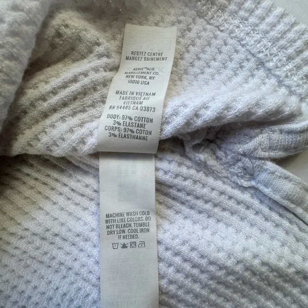 Offline by Aerie White Waffle Knit Crop Top Womens Large V Neck Pocket Coquette - Image 7