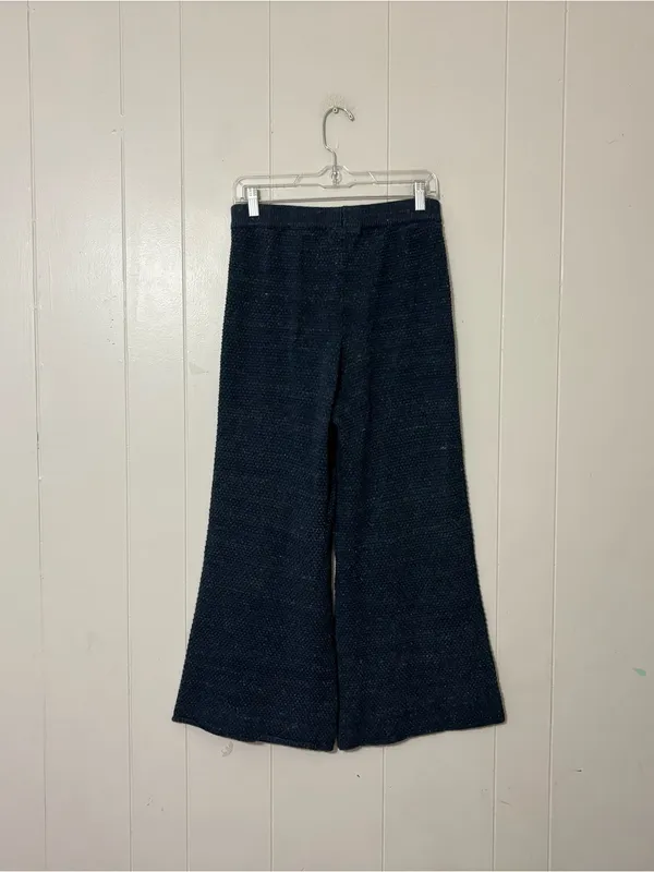 Free People Beach Hailee Knit Pants Blue Wide Leg Lounge Sweater Pants Size S - Image 6