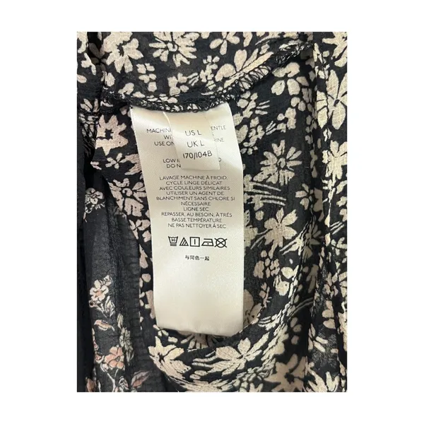 Free People Serena Top Womens Large Black Sheer Floral Bell Sleeve Boho Festival - Image 5