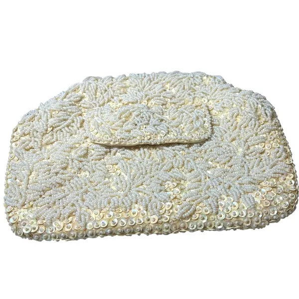 Vintage 1960s bag purse beaded sequined clutch La Regale Fairy Wedding Victorian - Image 2