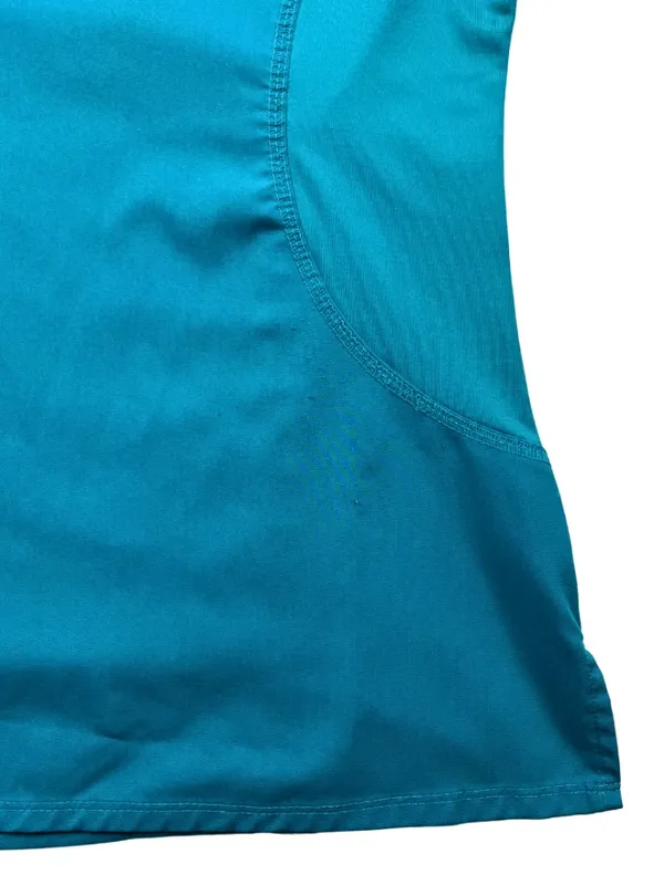 Healing Hands Purple Label Yoga Scrub Top Teal Blue XL V-Neck Stretch - Image 8